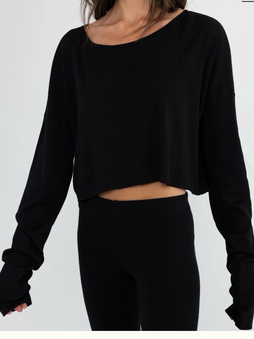 Brule Long sleeve cotton cropped raw hem t shirt made in the USA size medium NWT